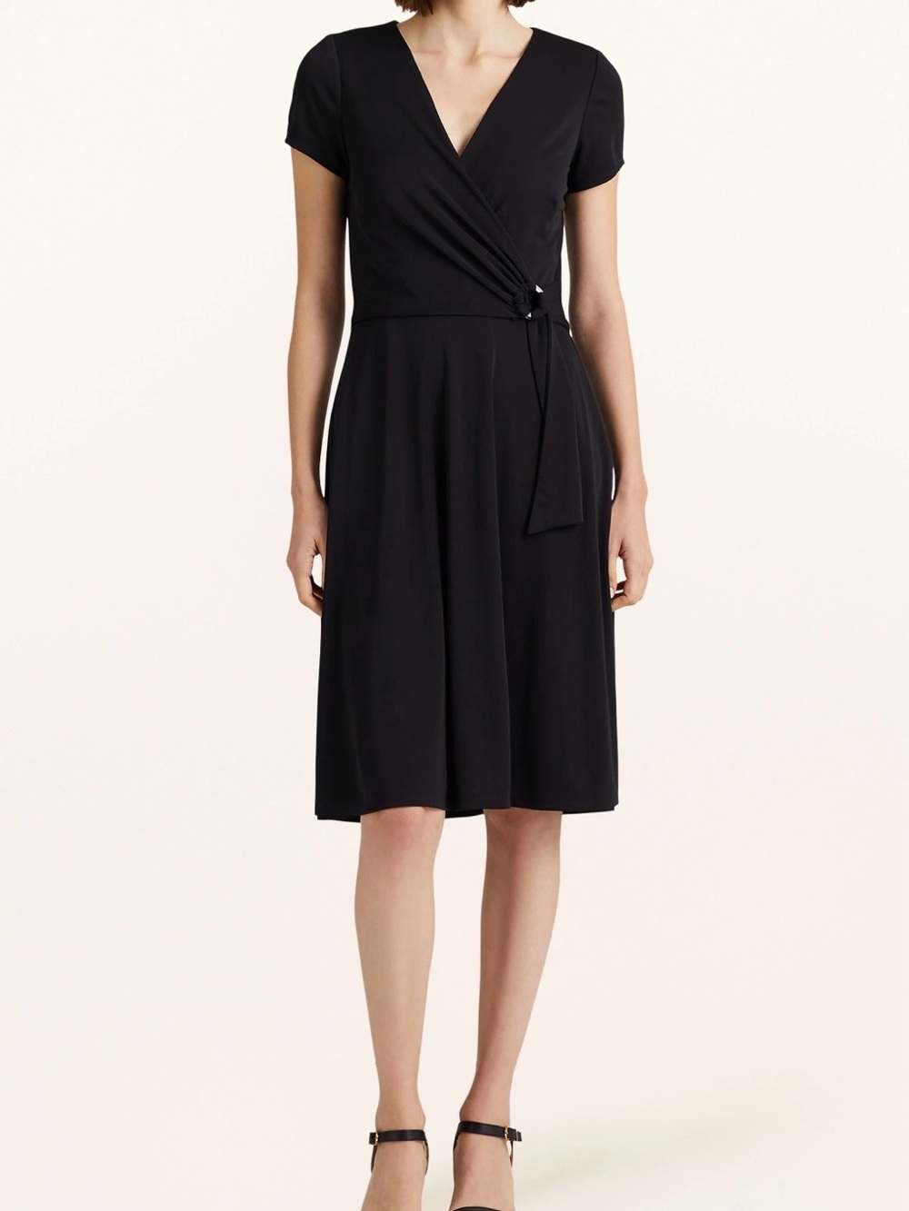 Ralph Lauren Black Short-Sleeve Wrap Dress